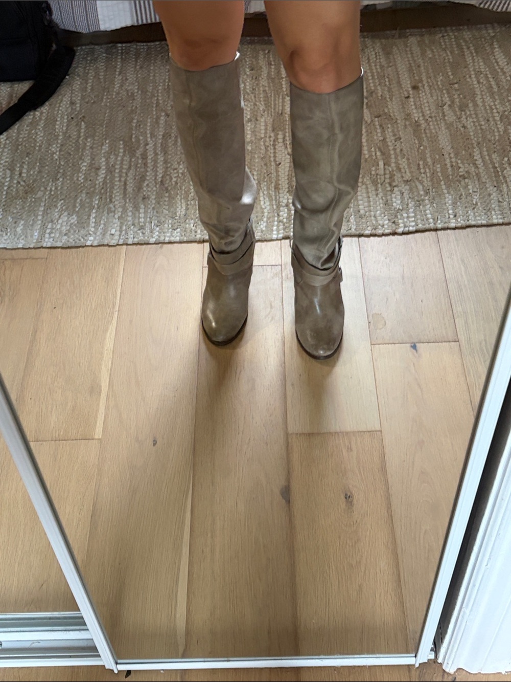 Fergie Over-the-Knee matte leather Boots in Taupe